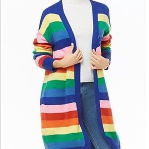 Long Open Front Cardigan Rainbow colorful Sweater